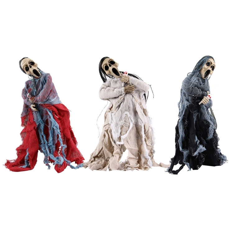 Sound Activated Halloween Hanging Ghost with Sound & LED Eyes, Length: 38cm, Random Color Delivery