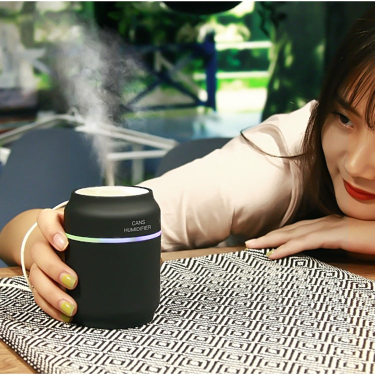 200ML 3 in 1 Mini Portable Cans Shape USB Night Light Ultrasonic Humidification Air Humidifier with USB Fan + USB Light for Home / Office / Car