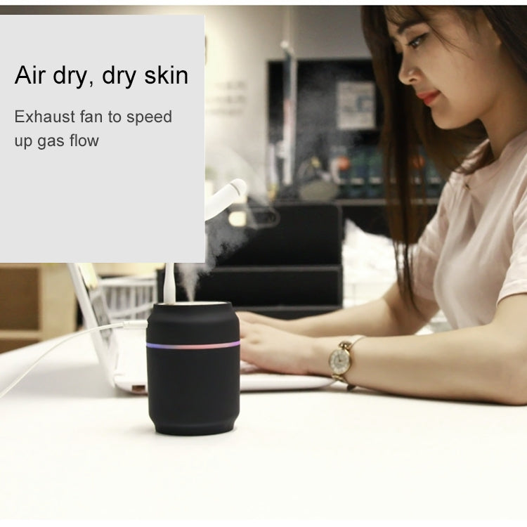 200ML 3 in 1 Mini Portable Cans Shape USB Night Light Ultrasonic Humidification Air Humidifier with USB Fan + USB Light for Home / Office / Car