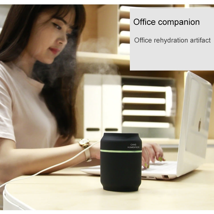 200ML 3 in 1 Mini Portable Cans Shape USB Night Light Ultrasonic Humidification Air Humidifier with USB Fan + USB Light for Home / Office / Car