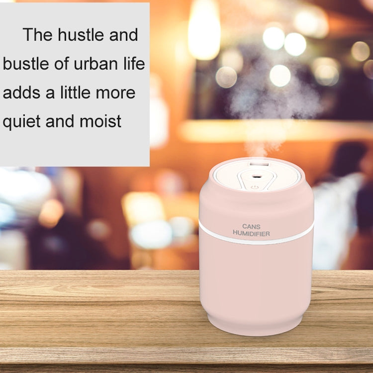 200ML 3 in 1 Mini Portable Cans Shape USB Night Light Ultrasonic Humidification Air Humidifier with USB Fan + USB Light for Home / Office / Car