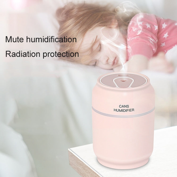 200ML 3 in 1 Mini Portable Cans Shape USB Night Light Ultrasonic Humidification Air Humidifier with USB Fan + USB Light for Home / Office / Car