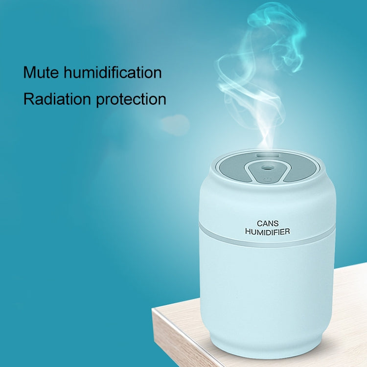 200ML 3 in 1 Mini Portable Cans Shape USB Night Light Ultrasonic Humidification Air Humidifier with USB Fan + USB Light for Home / Office / Car