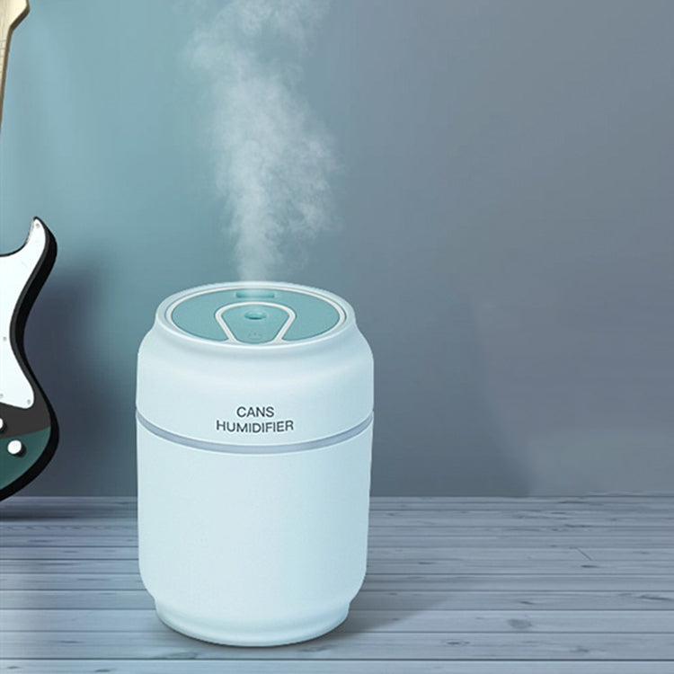 200ML 3 in 1 Mini Portable Cans Shape USB Night Light Ultrasonic Humidification Air Humidifier with USB Fan + USB Light for Home / Office / Car