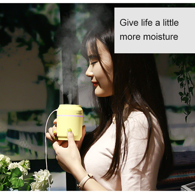 200ML 3 in 1 Mini Portable Cans Shape USB Night Light Ultrasonic Humidification Air Humidifier with USB Fan + USB Light for Home / Office / Car