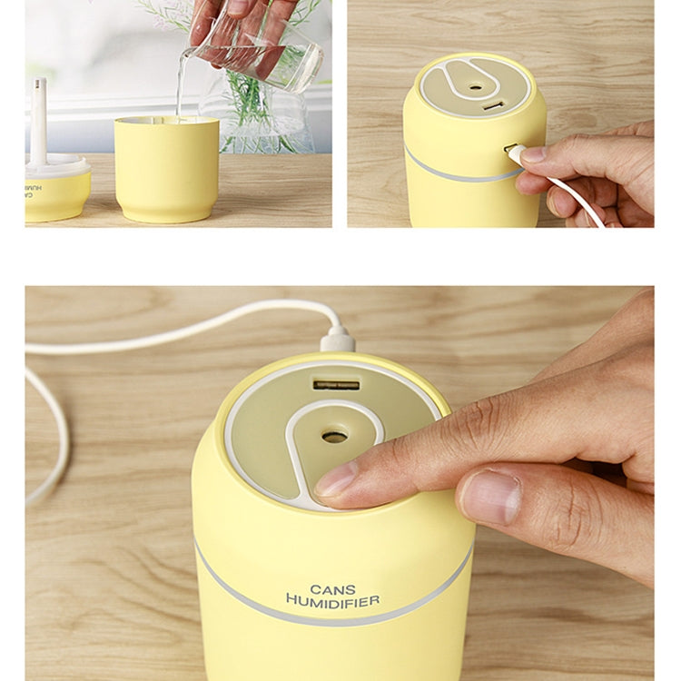 200ML 3 in 1 Mini Portable Cans Shape USB Night Light Ultrasonic Humidification Air Humidifier with USB Fan + USB Light for Home / Office / Car