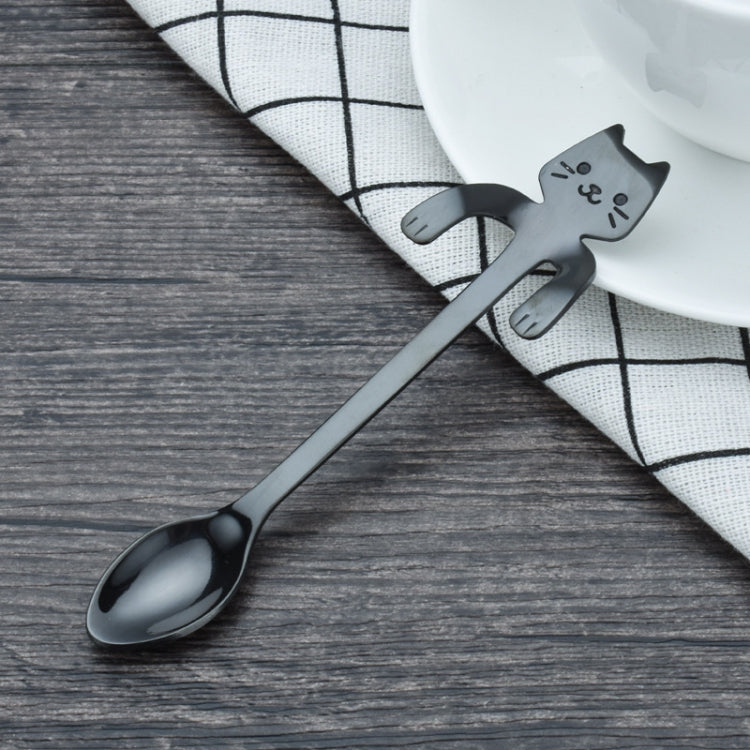 2 PCS Creative 304 Stainless Steel Cartoon Cat Handle Coffee Stirring Spoons, 11.8*1.8cm