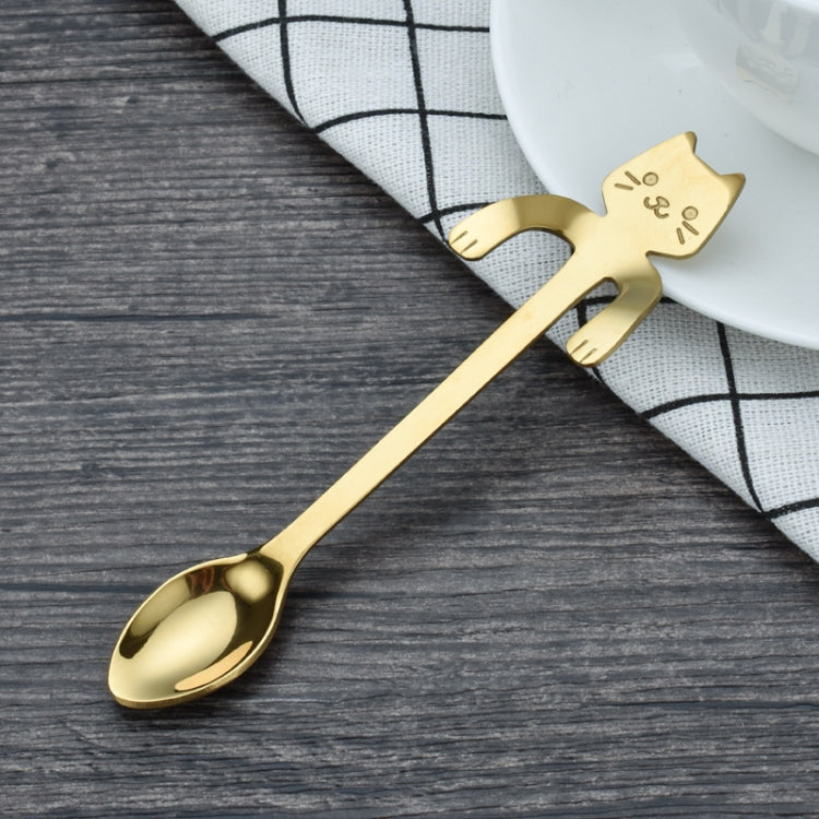 2 PCS Creative 304 Stainless Steel Cartoon Cat Handle Coffee Stirring Spoons, 11.8*1.8cm