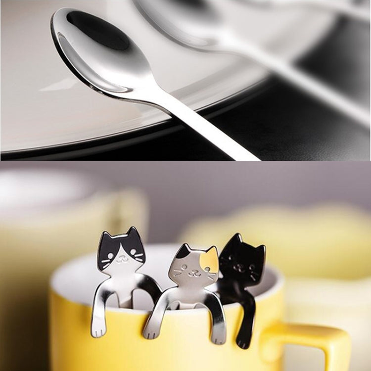 2 PCS Creative 304 Stainless Steel Cartoon Cat Handle Coffee Stirring Spoons, 11.8*1.8cm