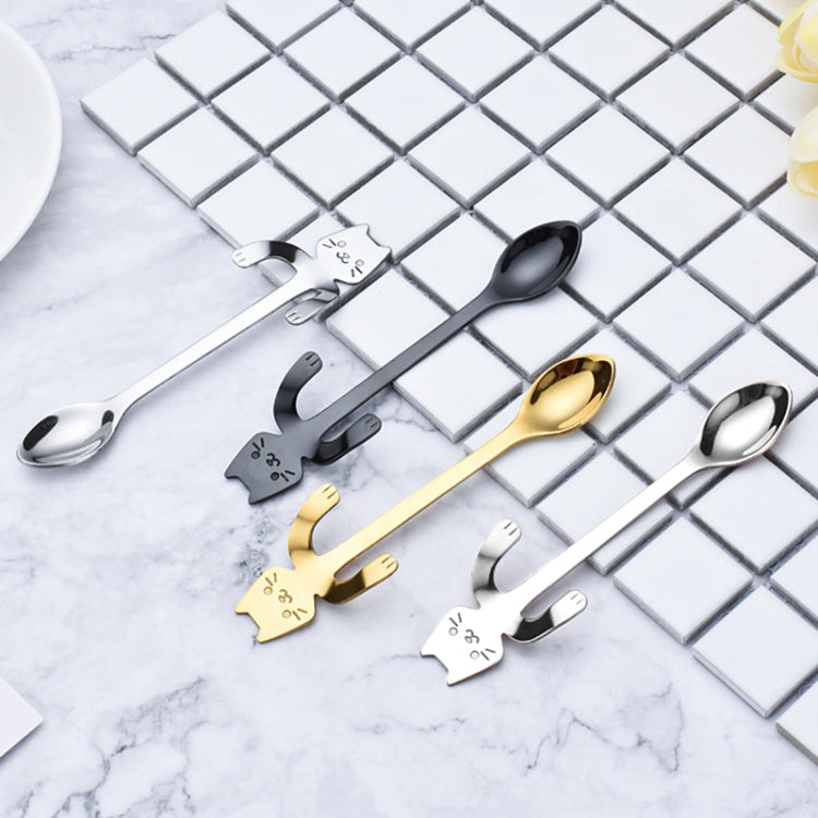 2 PCS Creative 304 Stainless Steel Cartoon Cat Handle Coffee Stirring Spoons, 11.8*1.8cm