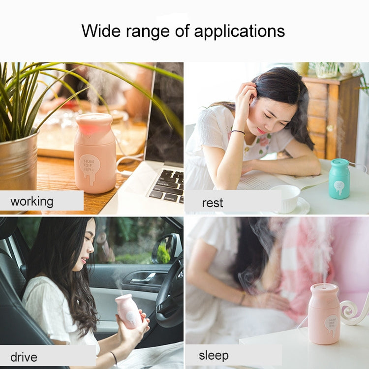 180ML Mini Portable Milk Bottle Shape USB Night Light Ultrasonic Humidification Air Humidifier for Home / Office / Car