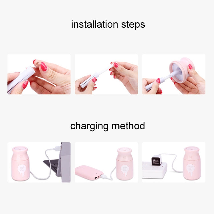 180ML Mini Portable Milk Bottle Shape USB Night Light Ultrasonic Humidification Air Humidifier for Home / Office / Car