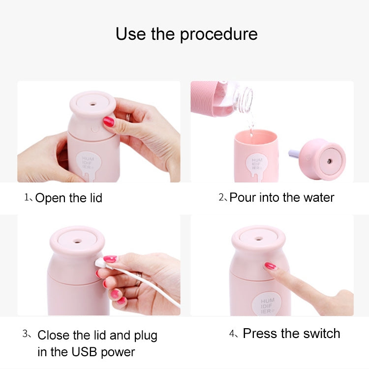 180ML Mini Portable Milk Bottle Shape USB Night Light Ultrasonic Humidification Air Humidifier for Home / Office / Car