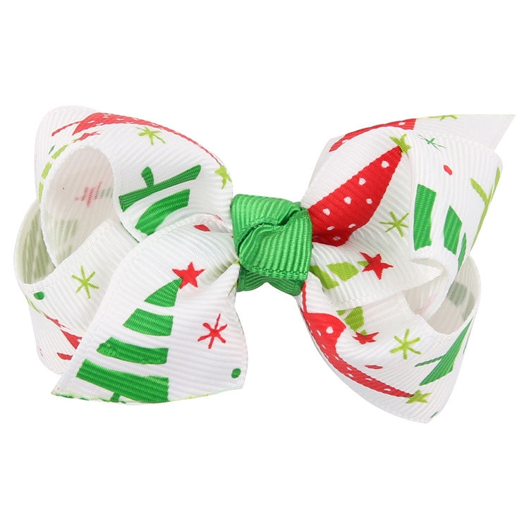 8 in 1 Christmas Ornaments Butterfly Knot Colorful Ribbon Hairpin Set