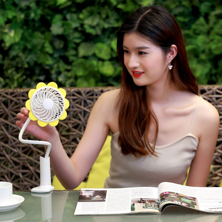 Rechargeable Bending Sun Flower USB Mini Fan with Clip for Baby Stroller & Desk & Bedside