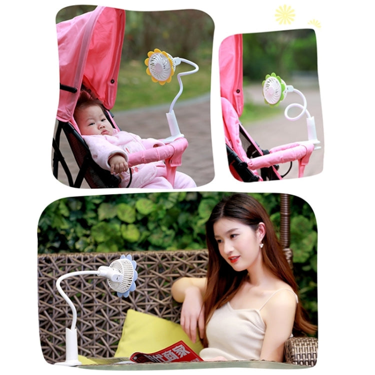 Rechargeable Bending Sun Flower USB Mini Fan with Clip for Baby Stroller & Desk & Bedside