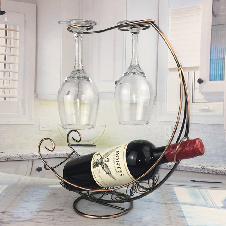 Creative European Metal Retro Pirate Ship Wine Rack Hanging Wine Glass Holder Bar Stand Holder  Wine Rack for Single Wine Bottle (Bronze)
