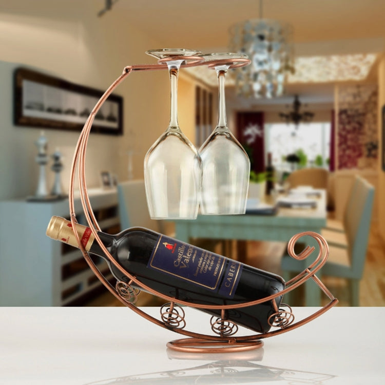Creative European Metal Retro Pirate Ship Wine Rack Hanging Wine Glass Holder Bar Stand Holder  Wine Rack for Single Wine Bottle (Bronze)