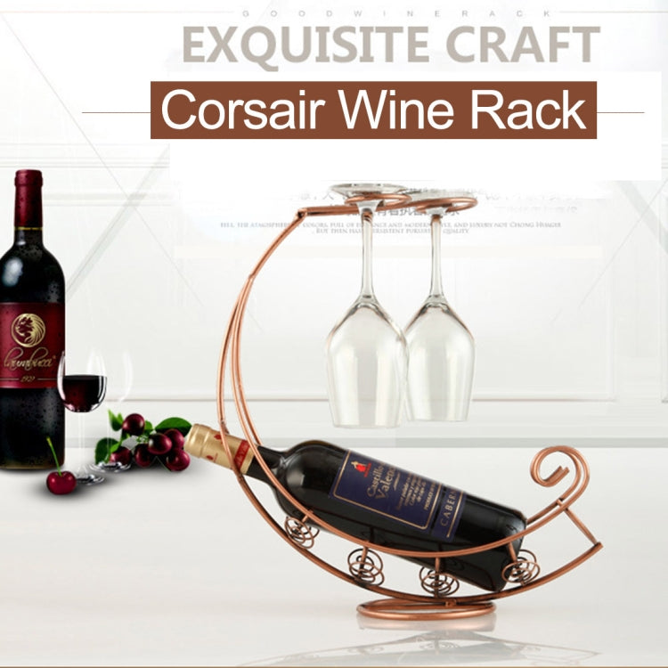 Creative European Metal Retro Pirate Ship Wine Rack Hanging Wine Glass Holder Bar Stand Holder  Wine Rack for Single Wine Bottle (Bronze)
