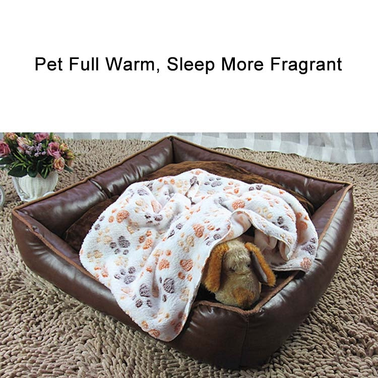 Dog Kennel Mat Footprints Pattern Thick Warm Coral Fleece Pet Dog Blankets, Size: S, 40*60cm