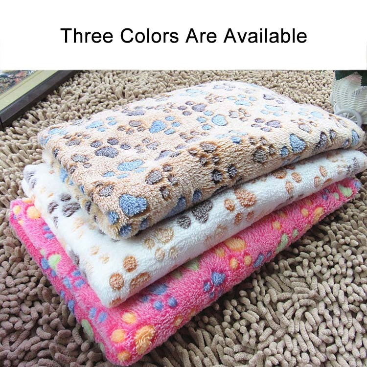 Dog Kennel Mat Footprints Pattern Thick Warm Coral Fleece Pet Dog Blankets, Size: S, 40*60cm