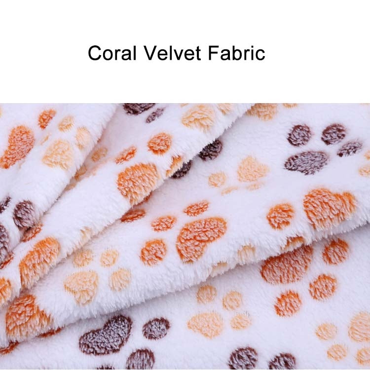 Dog Kennel Mat Footprints Pattern Thick Warm Coral Fleece Pet Dog Blankets, Size: M, 60*80cm