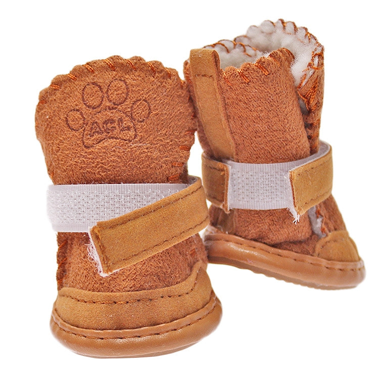 4 PCS New Style Winter Lamb Fur Snow Boots Pet Dog Shoes, Length: 5.0cm, Width: 4.3cm