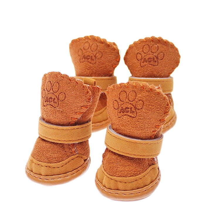 4 PCS New Style Winter Lamb Fur Snow Boots Pet Dog Shoes, Length: 5.7cm, Width: 4.6cm
