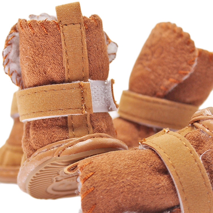 4 PCS New Style Winter Lamb Fur Snow Boots Pet Dog Shoes, Length: 5.7cm, Width: 4.6cm