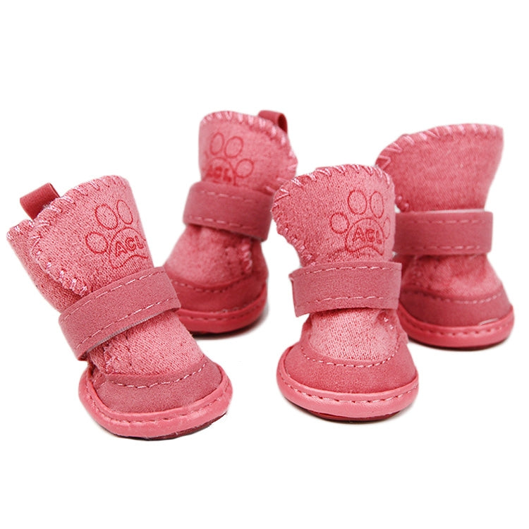 4 PCS New Style Winter Lamb Fur Snow Boots Pet Dog Shoes, Length: 5.7cm, Width: 4.6cm