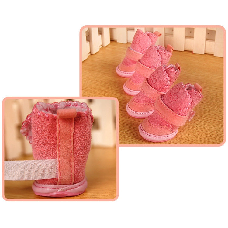 4 PCS New Style Winter Lamb Fur Snow Boots Pet Dog Shoes, Length: 5.7cm, Width: 4.6cm