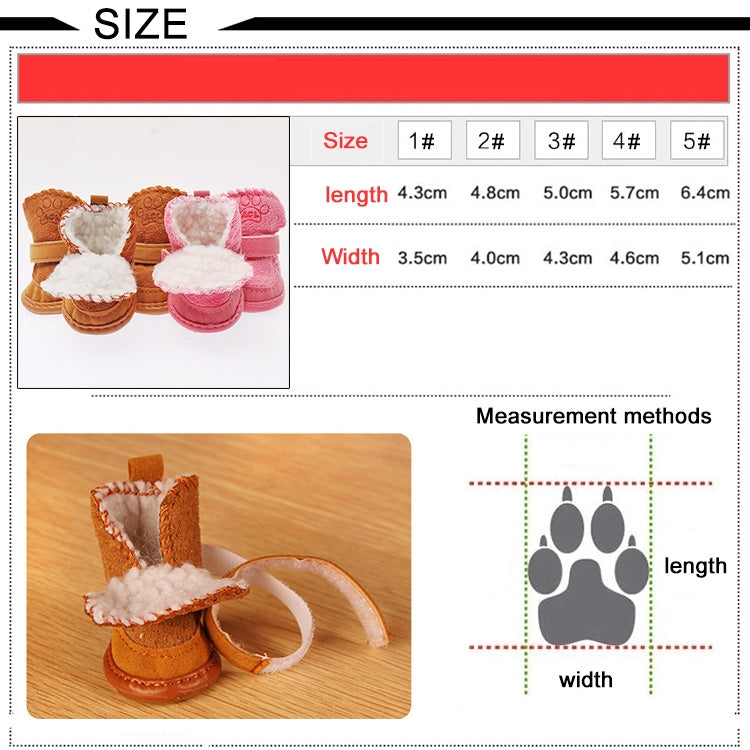 4 PCS New Style Winter Lamb Fur Snow Boots Pet Dog Shoes, Length: 5.7cm, Width: 4.6cm