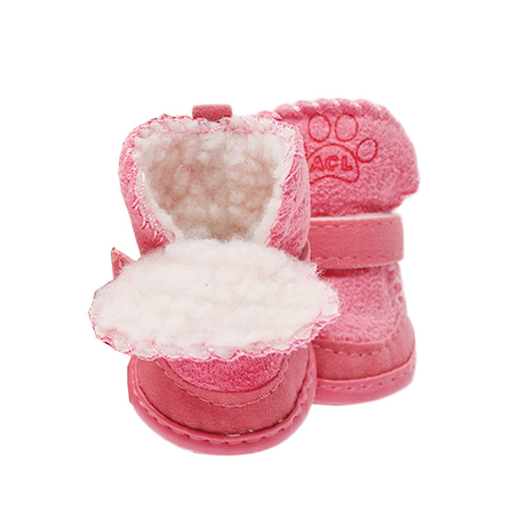 4 PCS New Style Winter Lamb Fur Snow Boots Pet Dog Shoes, Length: 6.4cm, Width: 5.1cm
