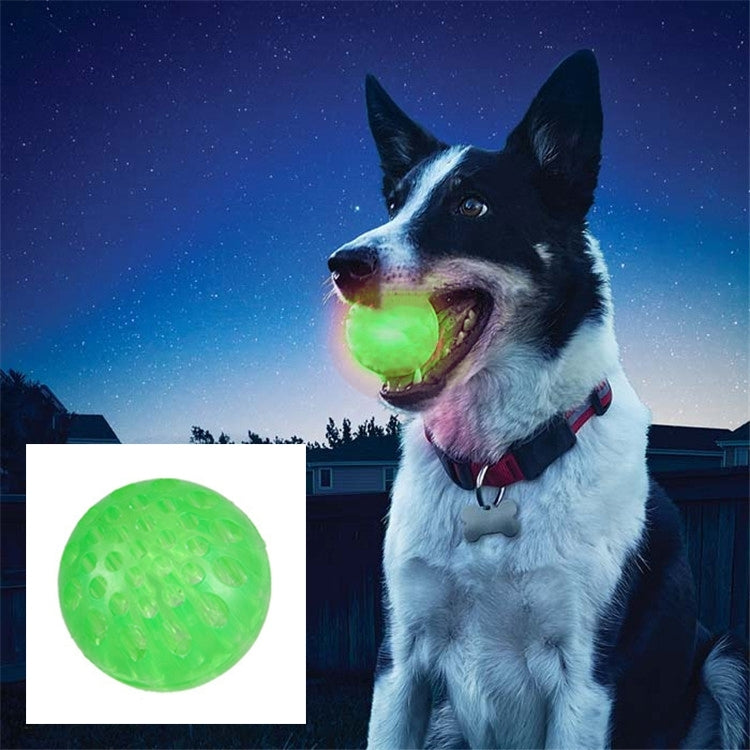 Pet Elastic Glowing Honey-hive Holes Ball Bite Resistant Tooth Toy, Diameter: 5cm