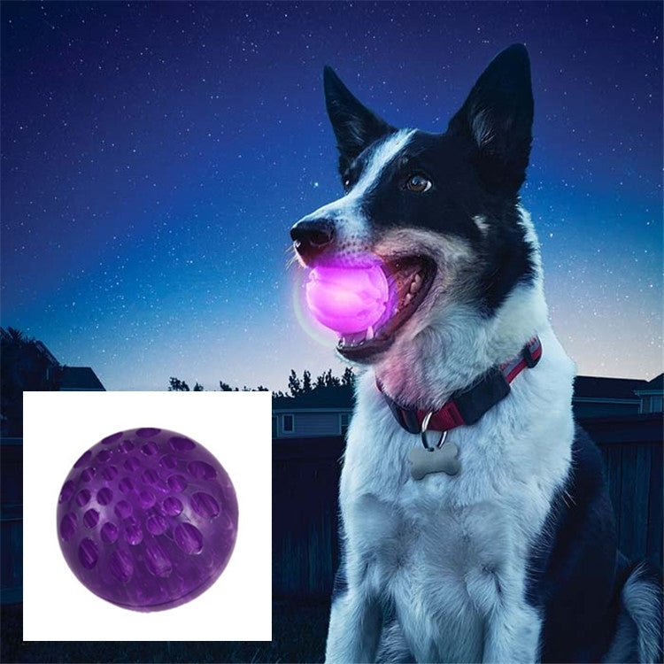 Pet Elastic Glowing Honey-hive Holes Ball Bite Resistant Tooth Toy, Diameter: 5cm