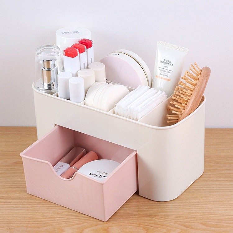 Multi-function 6 Grids Desktop Cosmetics Tableware Organize Debris Storage Box Container Holder with Drawer(Pink)