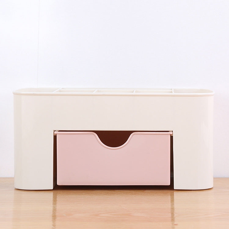 Multi-function 6 Grids Desktop Cosmetics Tableware Organize Debris Storage Box Container Holder with Drawer(Pink)
