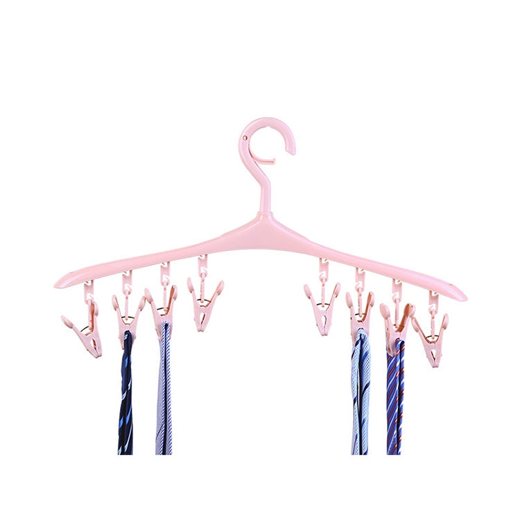 3 PCS Anti Wind Anti Slip Socks Underwear Laundry Plastic Hanger with 8 Clips, Random Color Delivery
