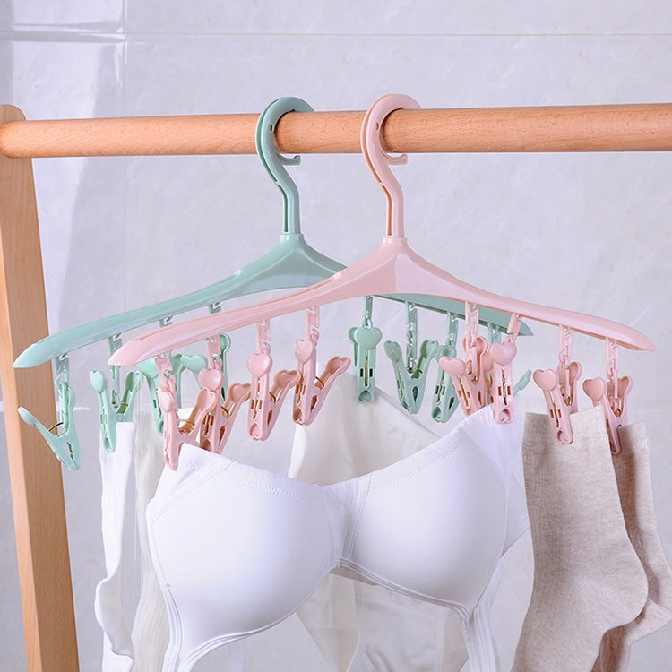 3 PCS Anti Wind Anti Slip Socks Underwear Laundry Plastic Hanger with 8 Clips, Random Color Delivery