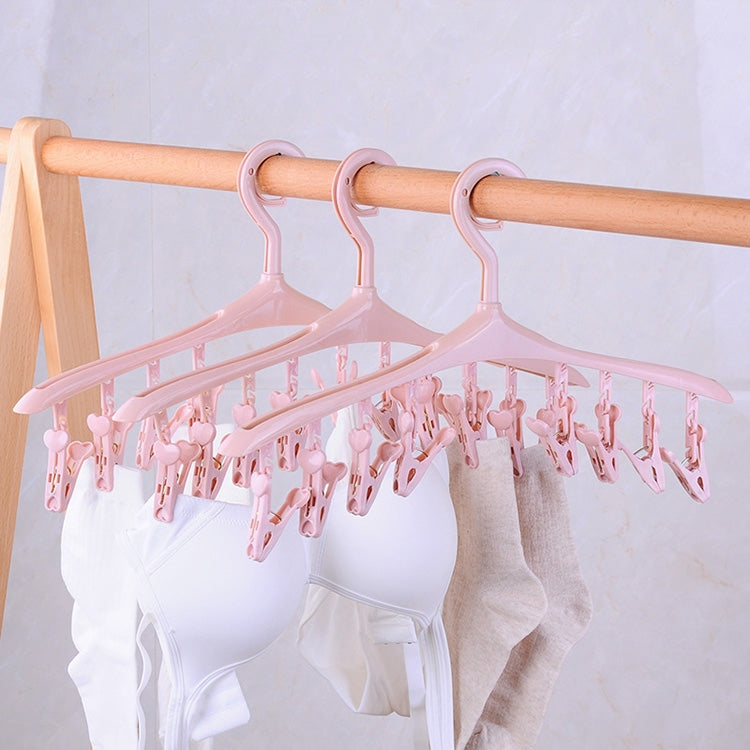 3 PCS Anti Wind Anti Slip Socks Underwear Laundry Plastic Hanger with 8 Clips, Random Color Delivery