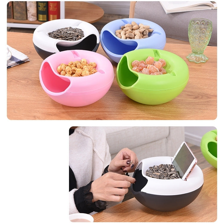 Multifunctional Double Layer Dry Fruit Containers Snacks Seeds Storage Box Garbage Desk Phone Holder Plate Dish, Size:20*11cm, Random Color Delivery