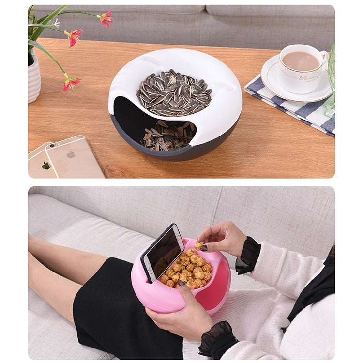 Multifunctional Double Layer Dry Fruit Containers Snacks Seeds Storage Box Garbage Desk Phone Holder Plate Dish, Size:20*11cm, Random Color Delivery