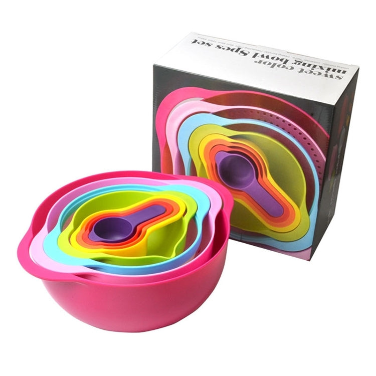 8 Pieces Set Creative Rainbow Salad Bowl Measuring Cup Measuring Spoon Kitchen Tools