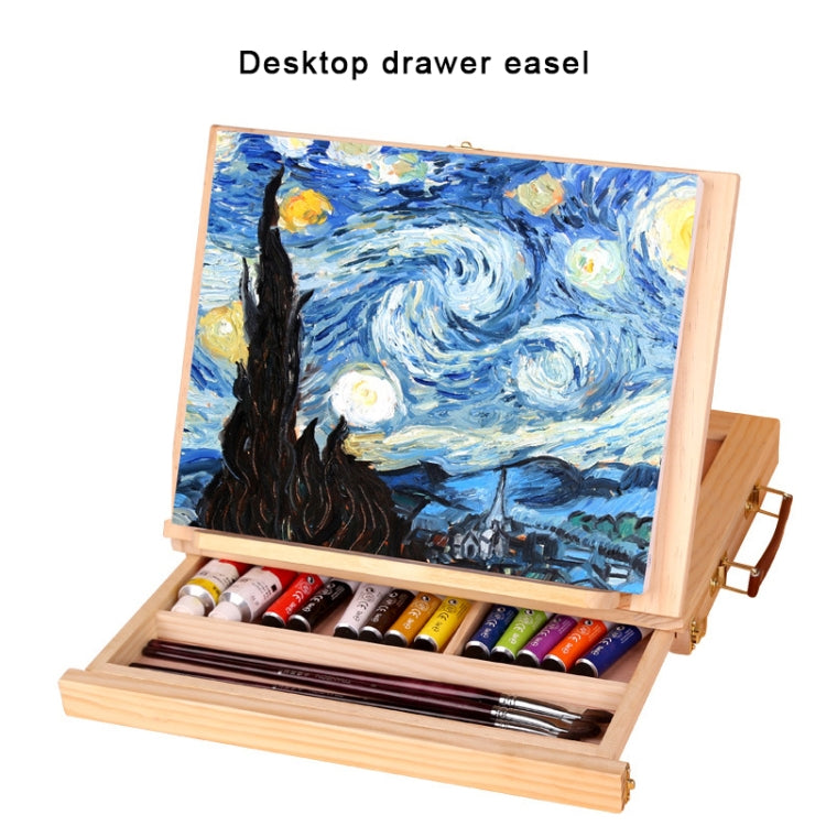 Portable Folding Desktop Wooden Easel for Painting with Drawer