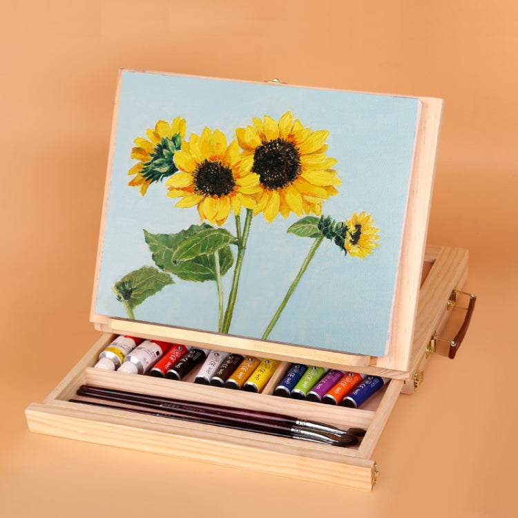 Portable Folding Desktop Wooden Easel for Painting with Drawer