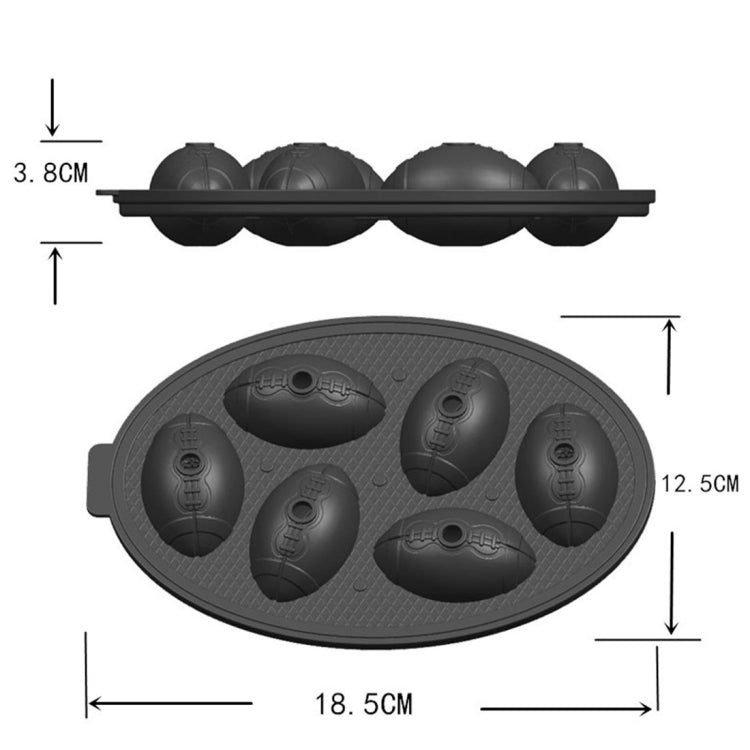 Rugby Shape 3D Ice Cube Mold Maker Bar Party Silicone Trays Chocolate Mold Kitchen Tool
