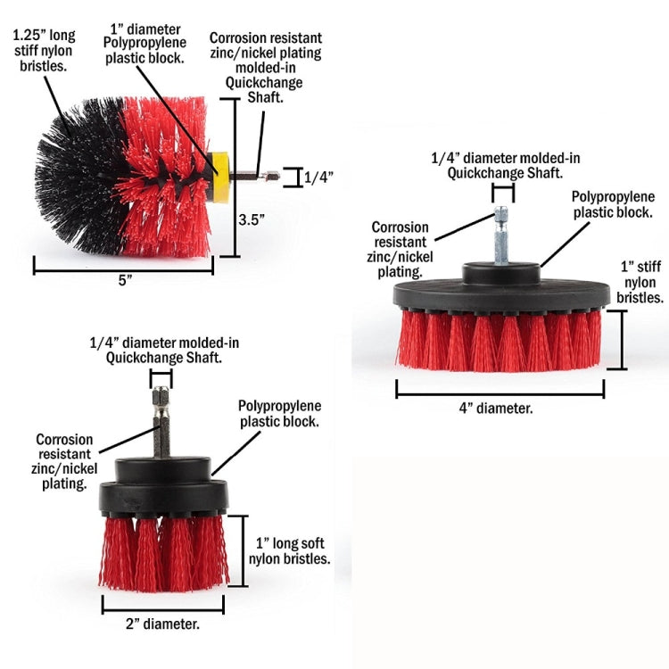 3 PCS Bathroom Kitchen Cleaning Brushes Kit for Electric Drill