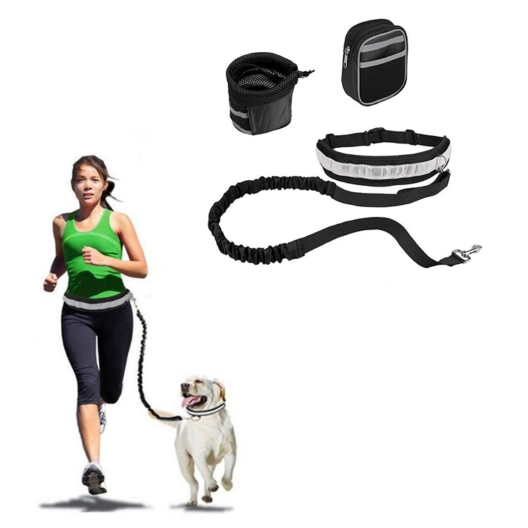 Retractable Pet 4 Pieces Set Dog Running Traction Waist Bag Dog Lead Non-Slip Pet Traction Rope, Rope length: 144cm, Waist: 78-100cm