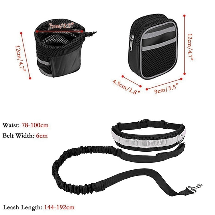 Retractable Pet 4 Pieces Set Dog Running Traction Waist Bag Dog Lead Non-Slip Pet Traction Rope, Rope length: 144cm, Waist: 78-100cm