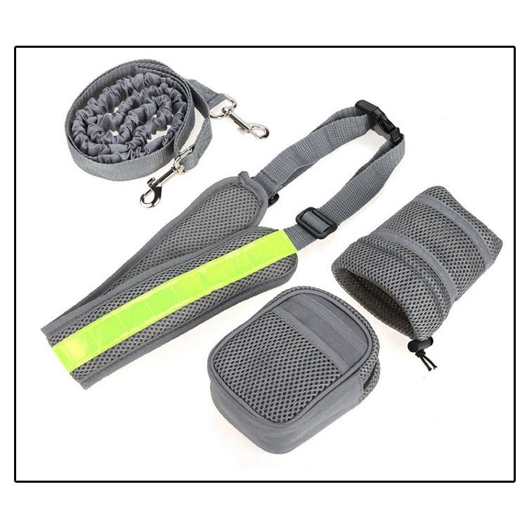 Retractable Pet 4 Pieces Set Dog Running Traction Waist Bag Dog Lead Non-Slip Pet Traction Rope, Rope length: 144cm, Waist: 78-100cm